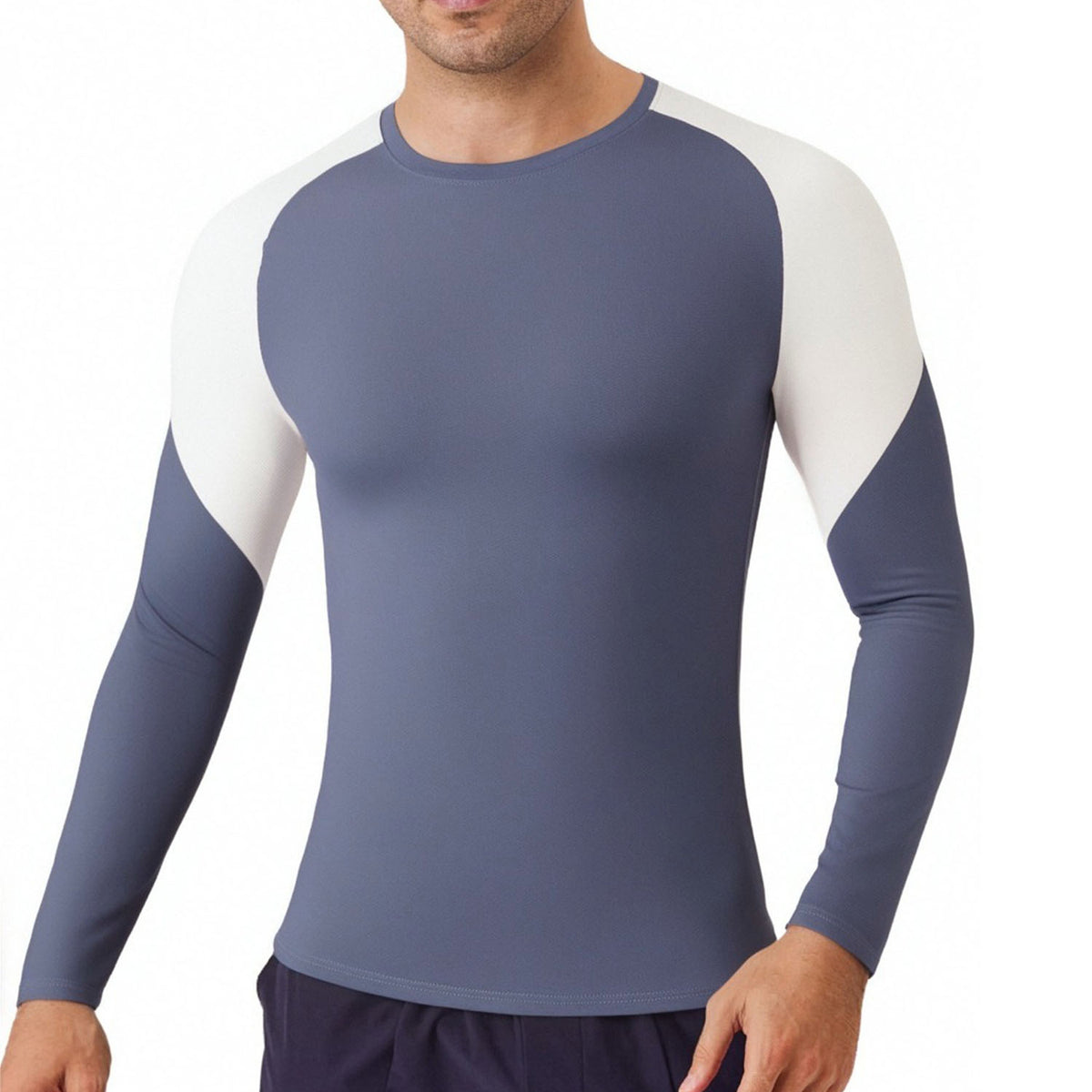 Quick Dry Colorblock Sports T Shirt for Men Crew Neck Full Sleeves