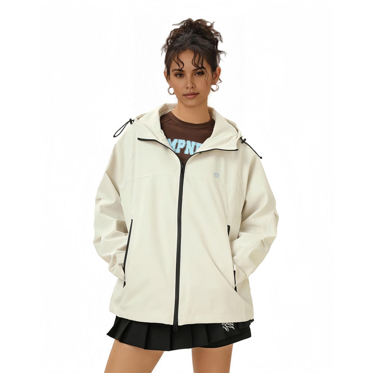 MODA-Women's Lightweight Waterproof Hooded Windbreaker Rain Jacket