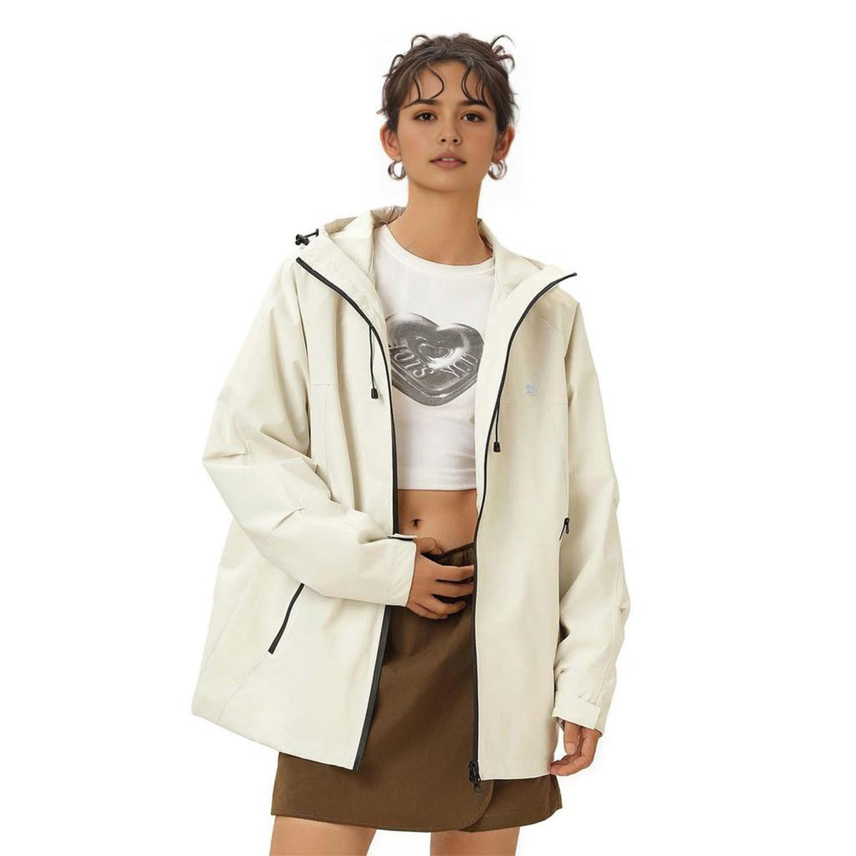 MODA-Women's Lightweight Waterproof Hooded Windbreaker Rain Jacket