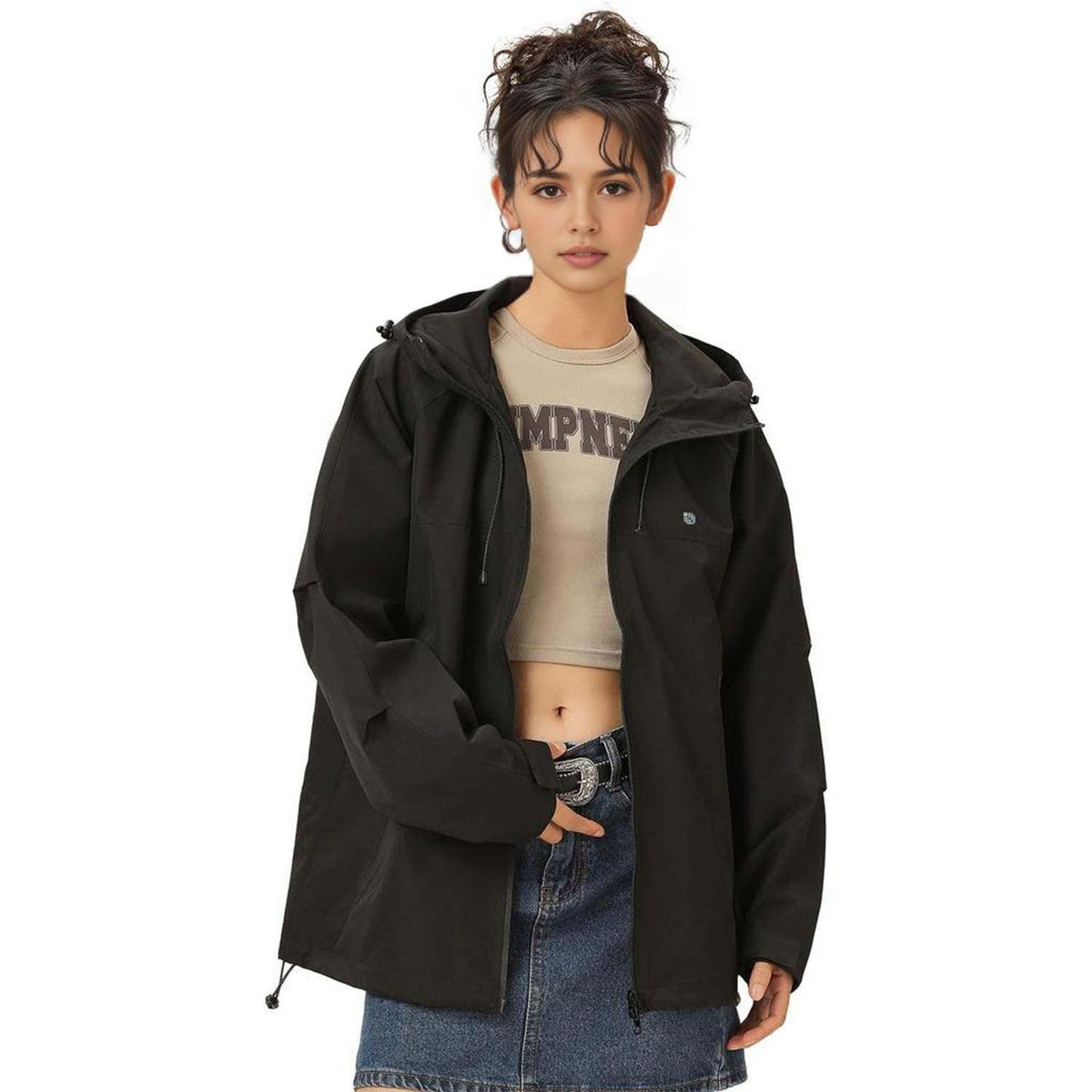 MODA-Women's Lightweight Waterproof Hooded Windbreaker Rain Jacket