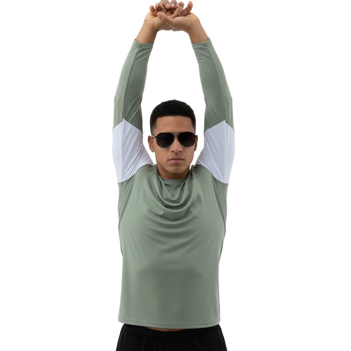 Quick Dry Colorblock Sports T Shirt for Men Crew Neck Full Sleeves