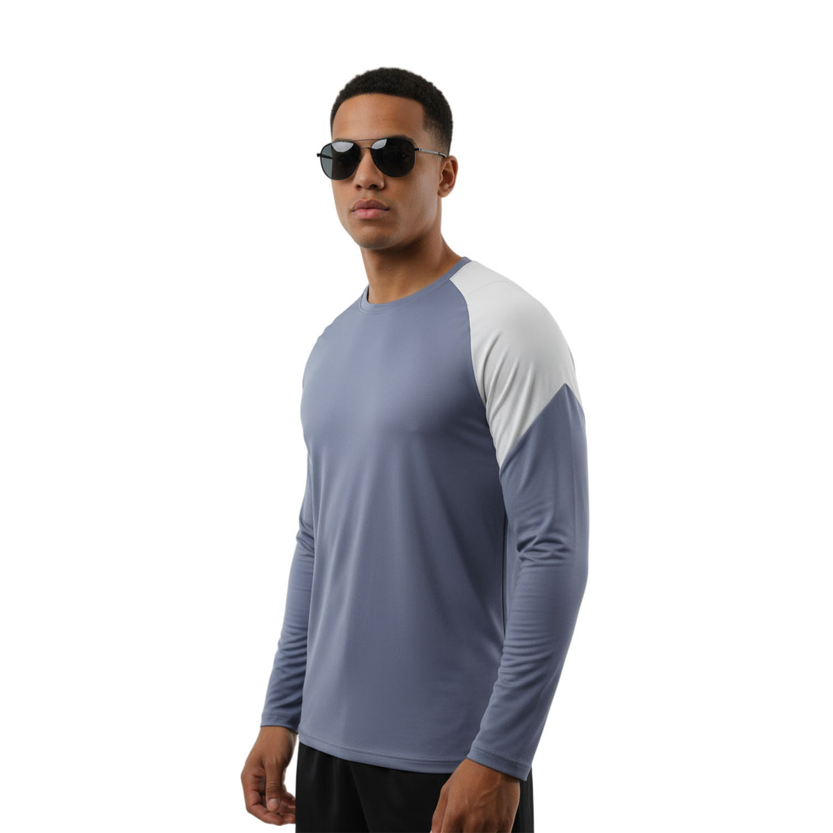 Quick Dry Colorblock Sports T Shirt for Men Crew Neck Full Sleeves