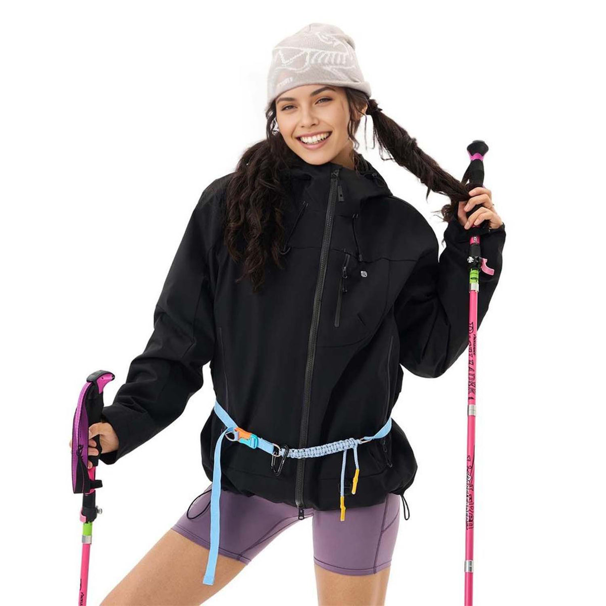 VERA-Venzina Womens Color Block Windcheater Jacket Stylish Waterproof Single Layer Womens Windbreaker Jacket and Rain Jackets