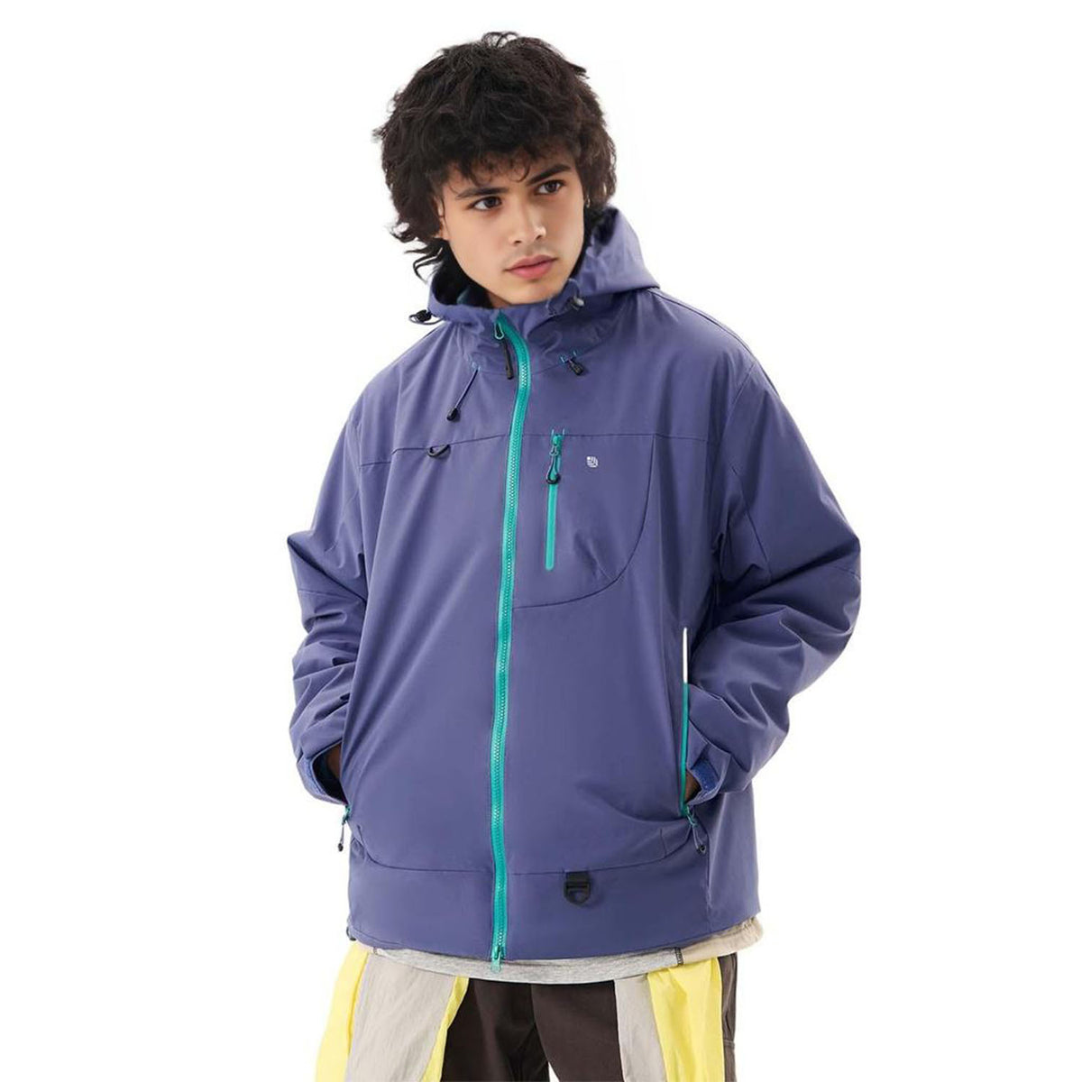 VERA-Venzina Mens Color Block Windcheater Jacket for Bikers Waterproof Single Layer Mens Waterproof Jacket with Hood