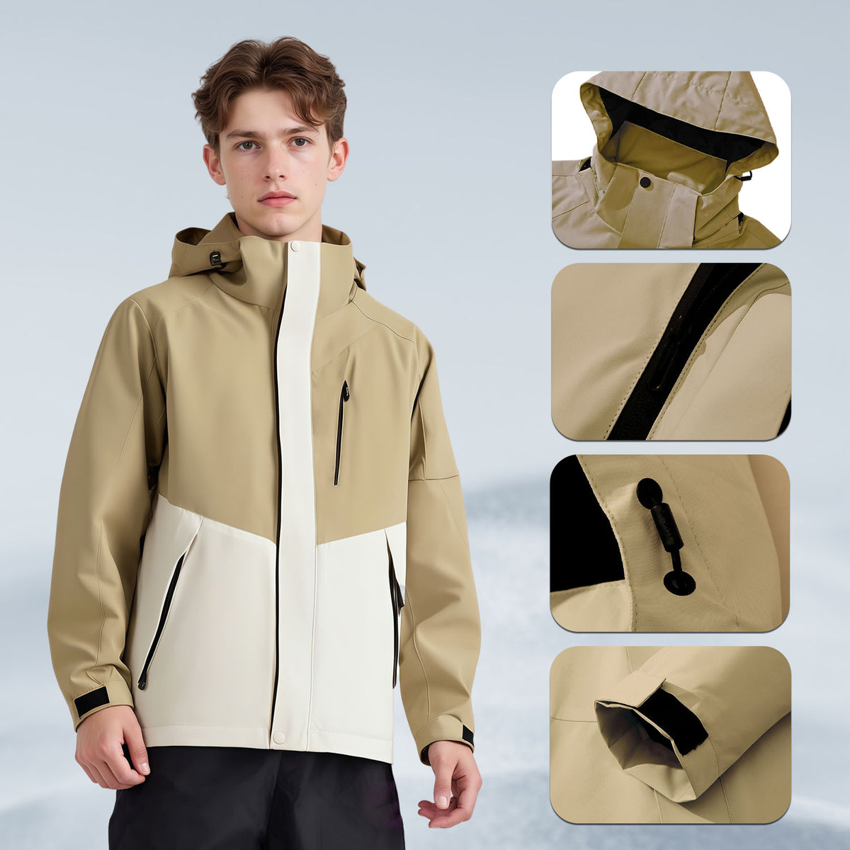 VERA-Men’s Waterproof Jacket Hooded Windbreaker for Outdoor Adventures