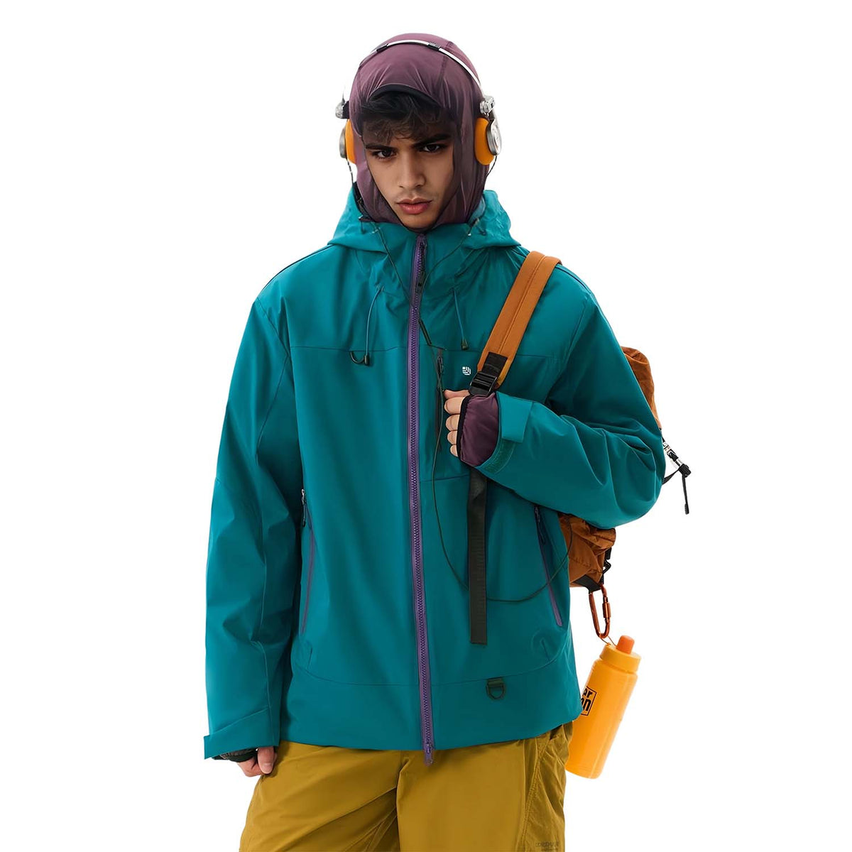 VERA-Venzina Mens Color Block Windcheater Jacket for Bikers Waterproof Single Layer Mens Waterproof Jacket with Hood