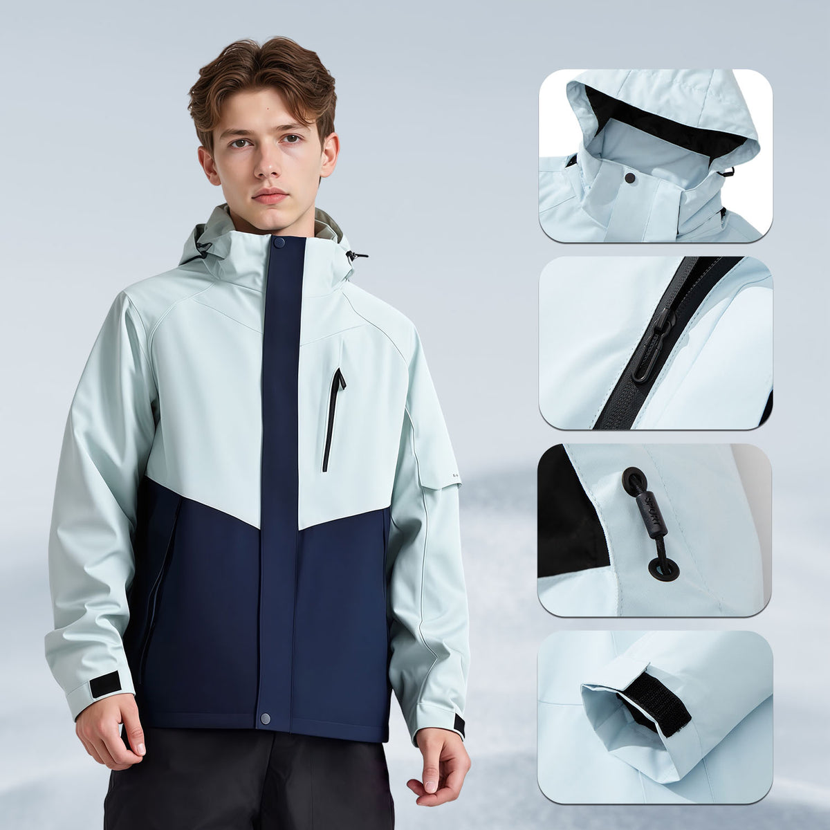 VERA-Men’s Waterproof Jacket Hooded Windbreaker for Outdoor Adventures