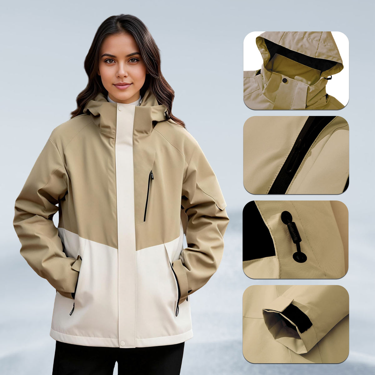 VERA-Venzina Women’s Waterproof Windcheater Jacket with Hood for Outdoor Sports