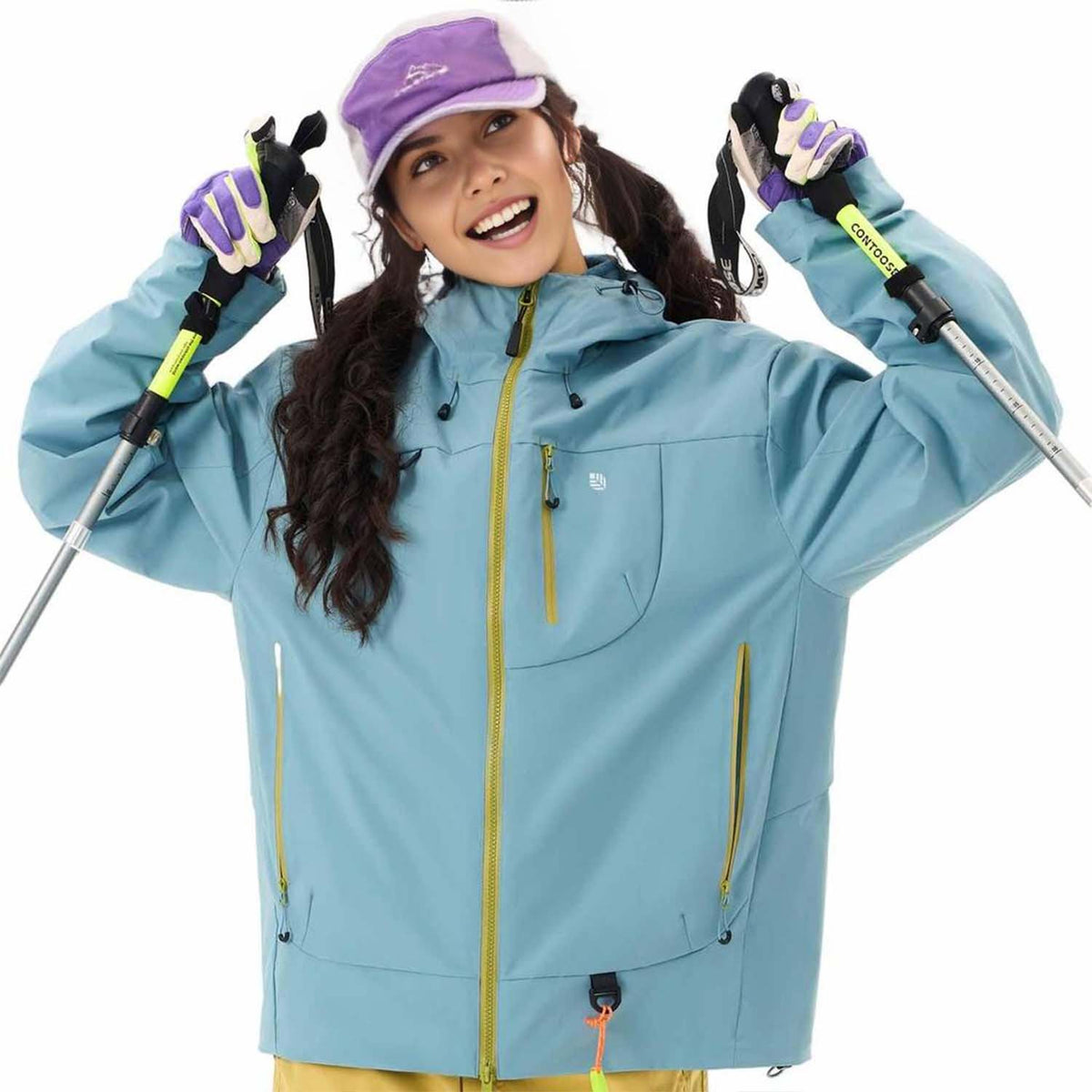 VERA-Venzina Womens Color Block Windcheater Jacket Stylish Waterproof Single Layer Womens Windbreaker Jacket and Rain Jackets