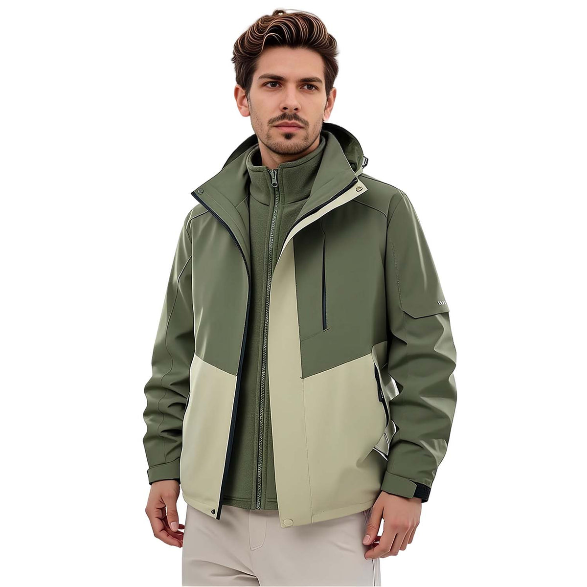 AURA-Men's Waterproof Ski Jacket 3 in 1 lWinter Hooded Windbreaker for utdoorAdventures