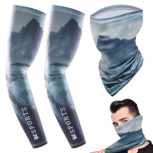 Men's Sun Protection Arm Sleeves&Neck Gaiter Face Mask