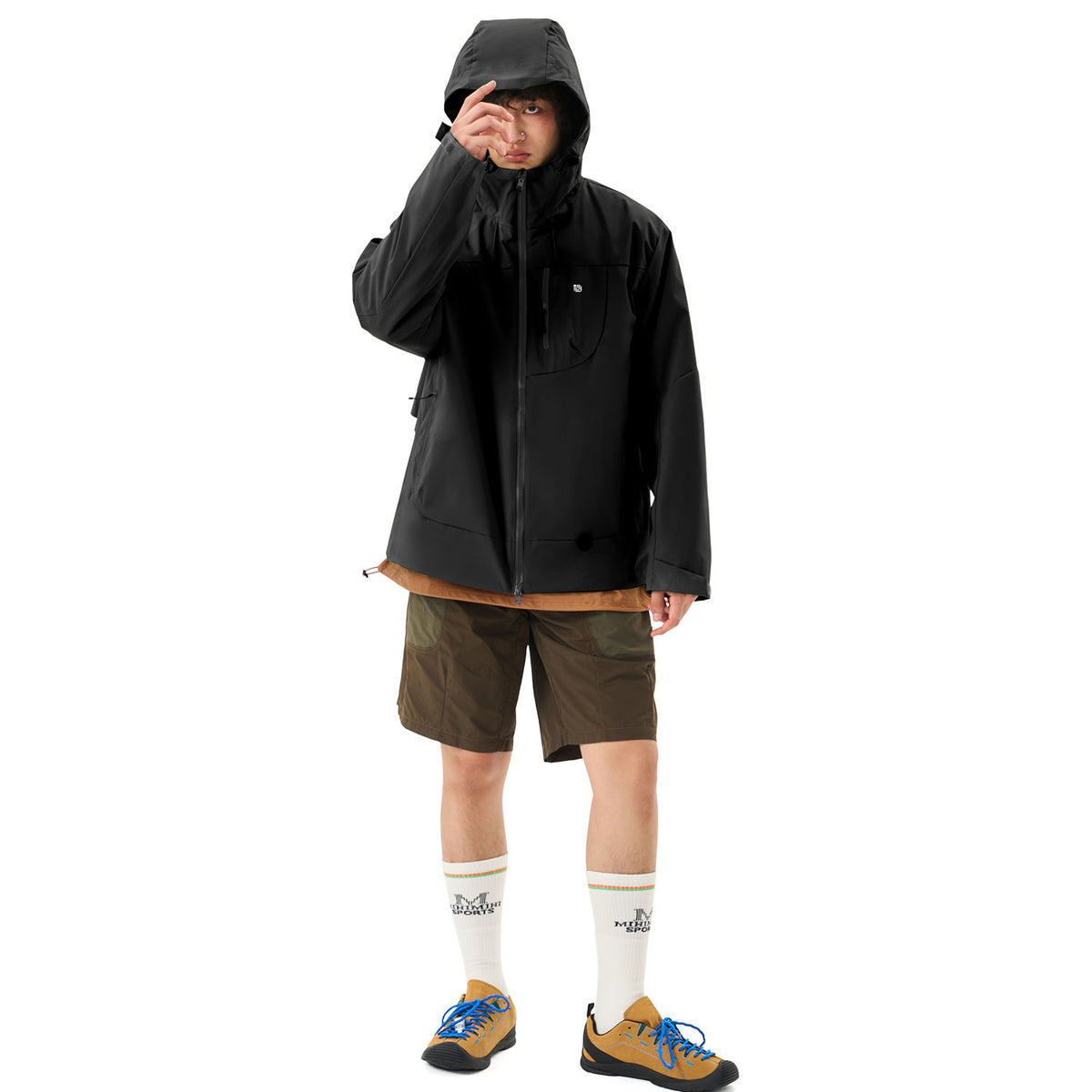 VERA-Venzina Mens Color Block Windcheater Jacket for Bikers Waterproof Single Layer Mens Waterproof Jacket with Hood