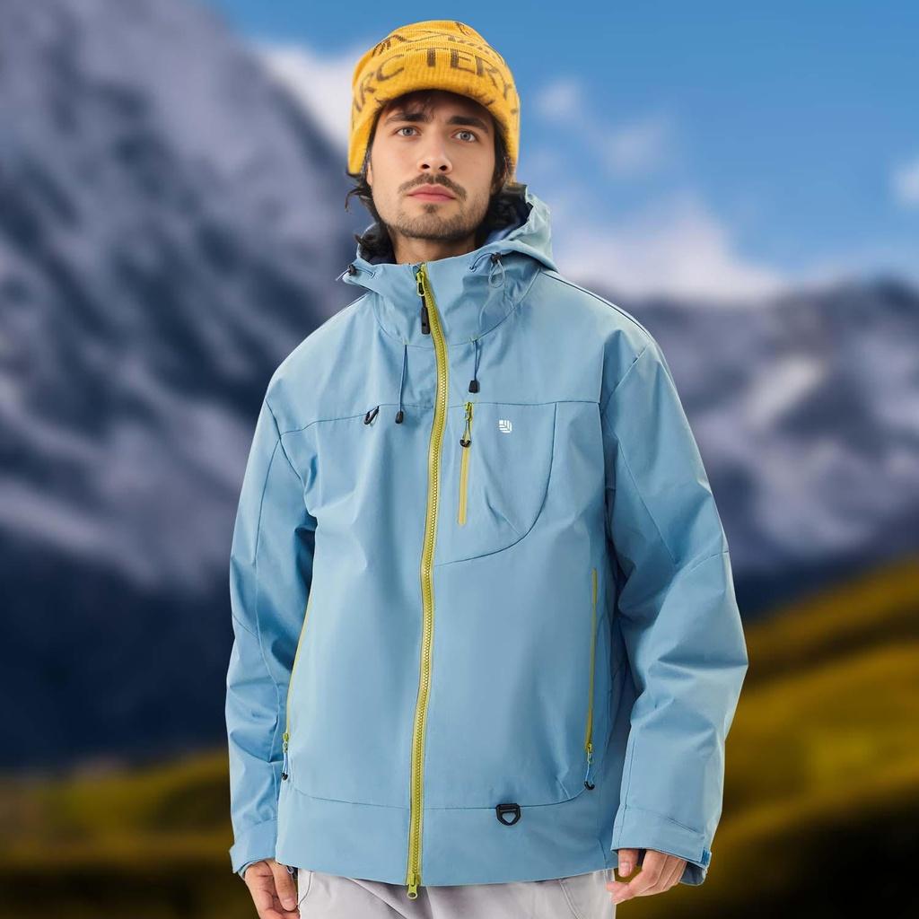 VERA-Venzina Mens Color Block Windcheater Jacket for Bikers Waterproof Single Layer Mens Waterproof Jacket with Hood