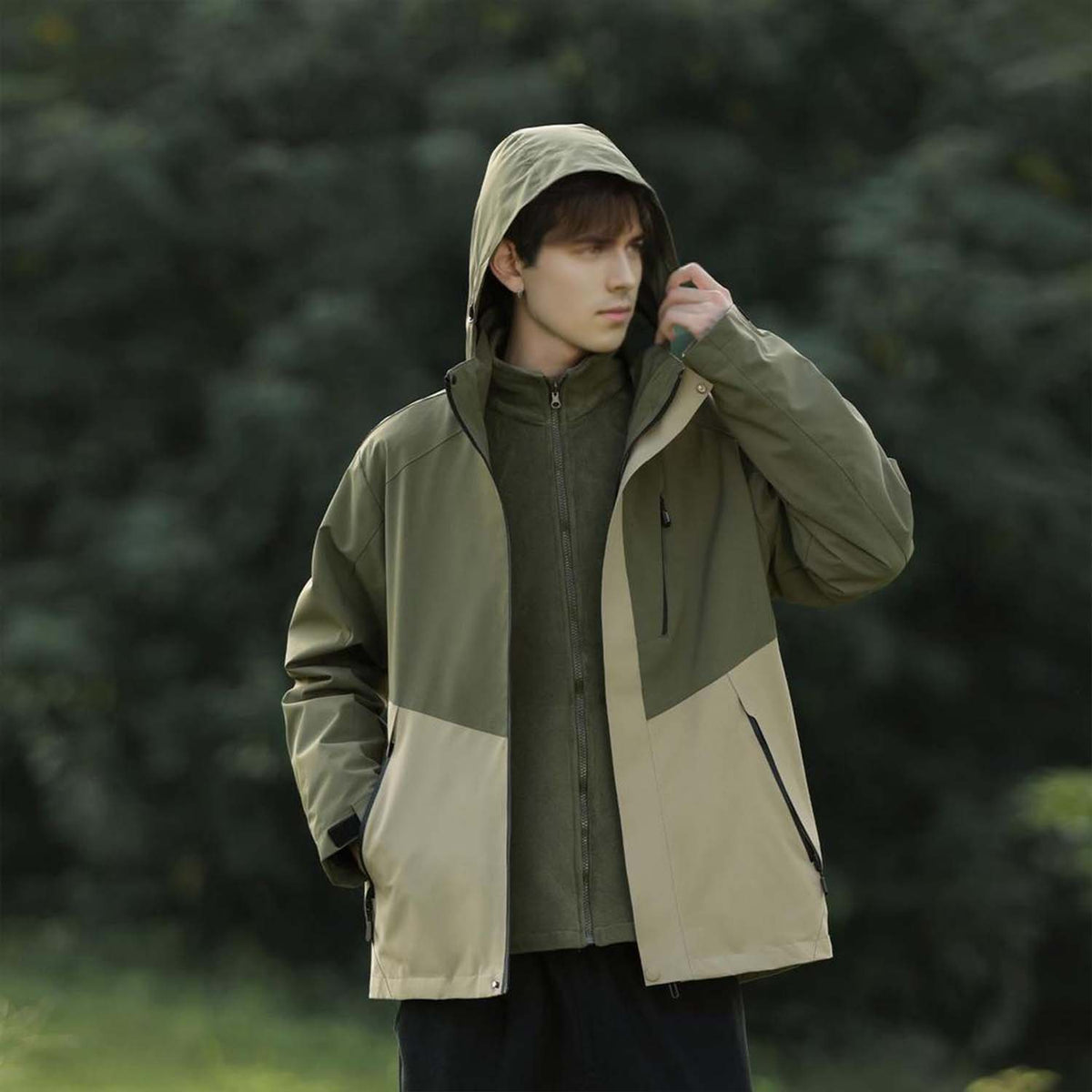 AURA-Men's Waterproof Ski Jacket 3 in 1 lWinter Hooded Windbreaker for utdoorAdventures