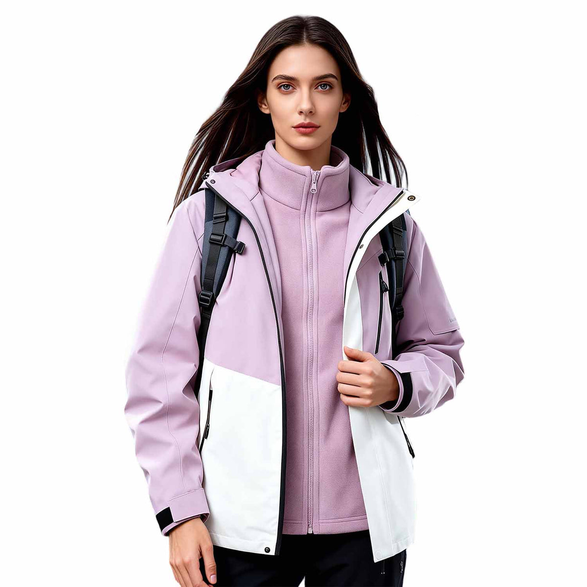 AURA-Venzina Women’s Waterproof Winter Ski Coat 3 in 1 Hooded Windbreaker Jacket for Snow Sports