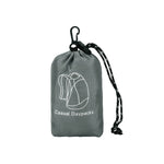 Grey storage pouch for Venzina foldable lightweight backpack with drawstring closure