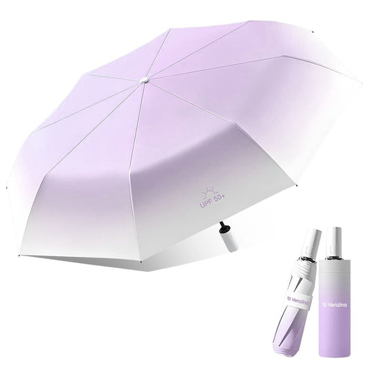 Purple foldable sun protection umbrella with UPF 50+ fabric