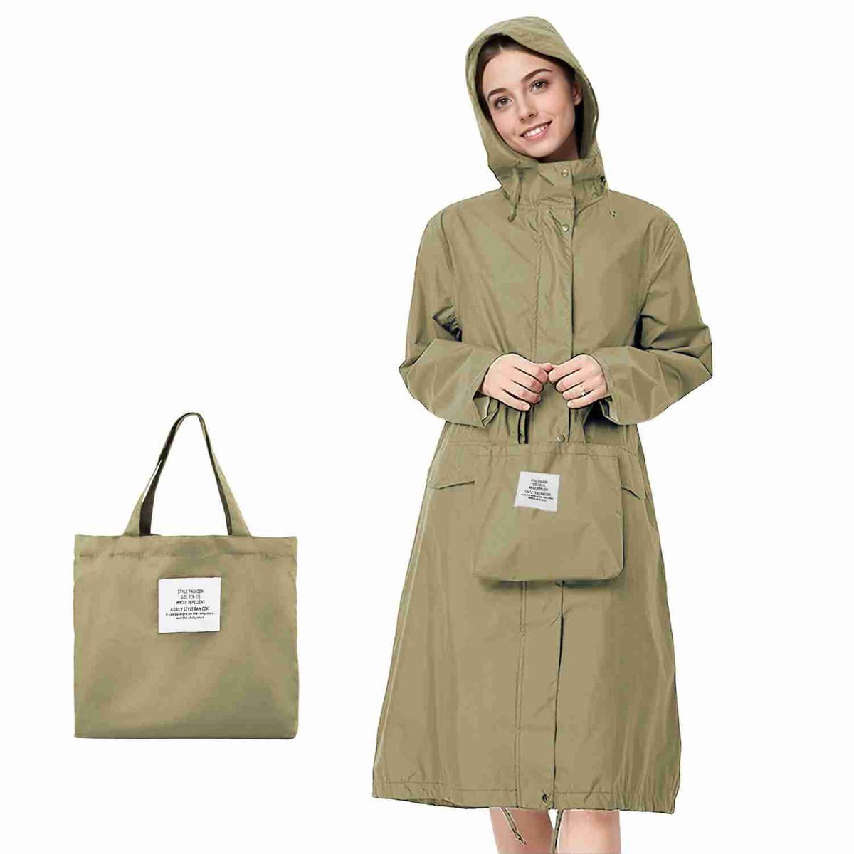 Venzina long hooded raincoat womens ideal for commuting and trips