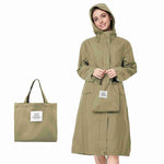 Venzina long hooded raincoat womens ideal for commuting and trips