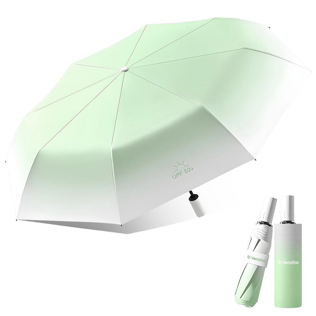 Venzina portable umbrella with UPF50+ sun protection in green shade