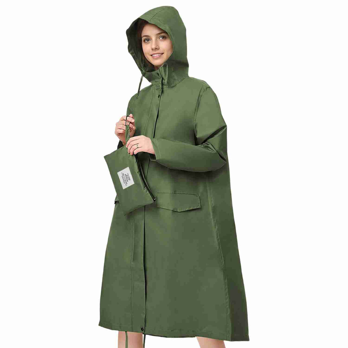 Venzina raincoats for women long with adjustable drawstring hem