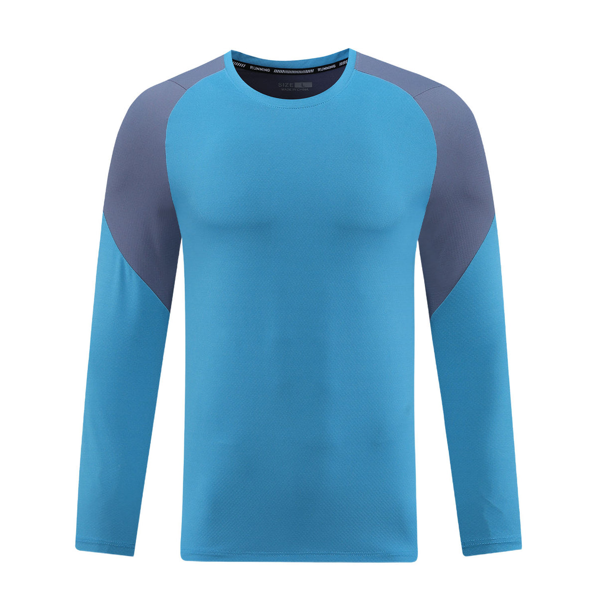 Quick Dry Colorblock Sports T Shirt for Men Crew Neck Full Sleeves