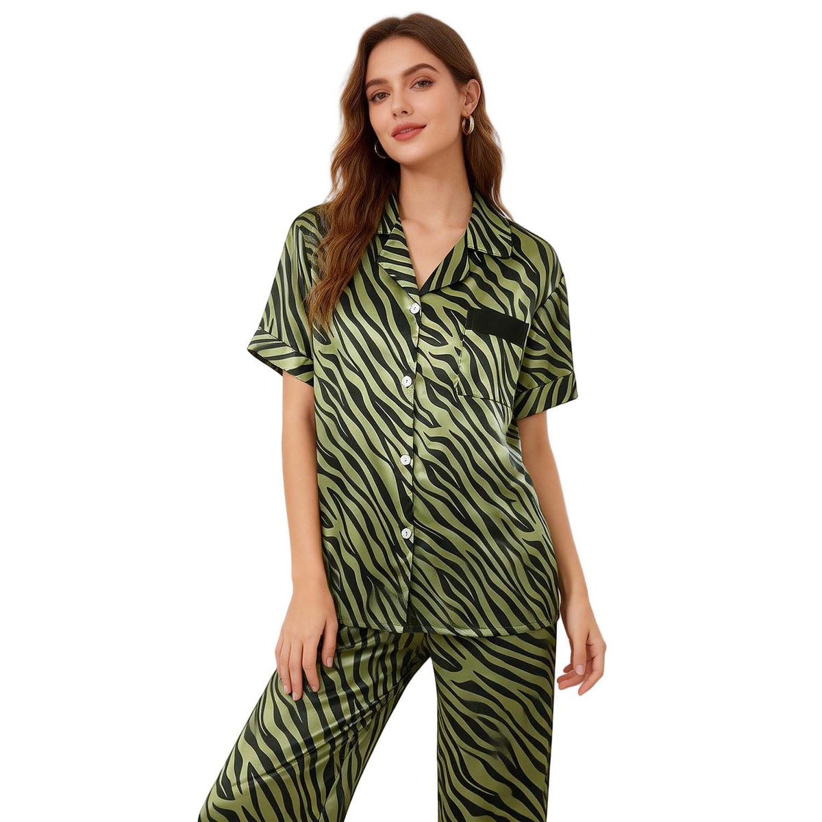 Venzina Women’s Silk Pajama Set – Elegant Night Suit for Women