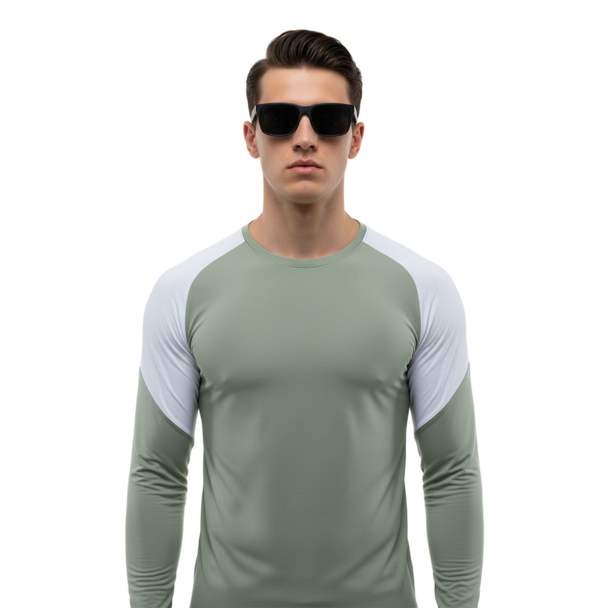 Quick Dry Colorblock Sports T Shirt for Men Crew Neck Full Sleeves