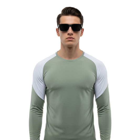 Quick Dry Colorblock Sports T Shirt for Men Crew Neck Full Sleeves