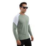 Quick Dry Colorblock Sports T Shirt for Men Crew Neck Full Sleeves