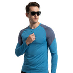 Quick Dry Colorblock Sports T Shirt for Men Crew Neck Full Sleeves