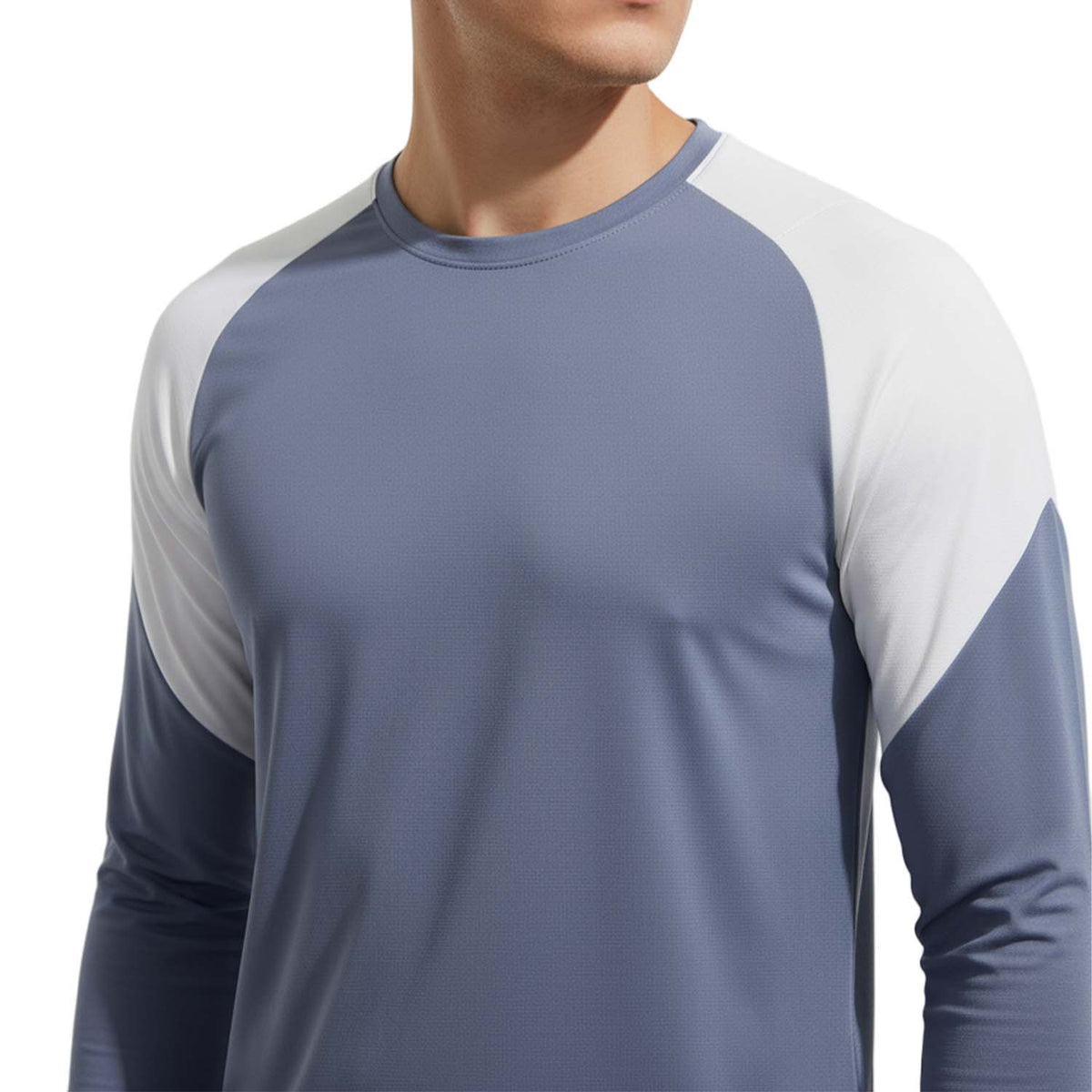 Quick Dry Colorblock Sports T Shirt for Men Crew Neck Full Sleeves