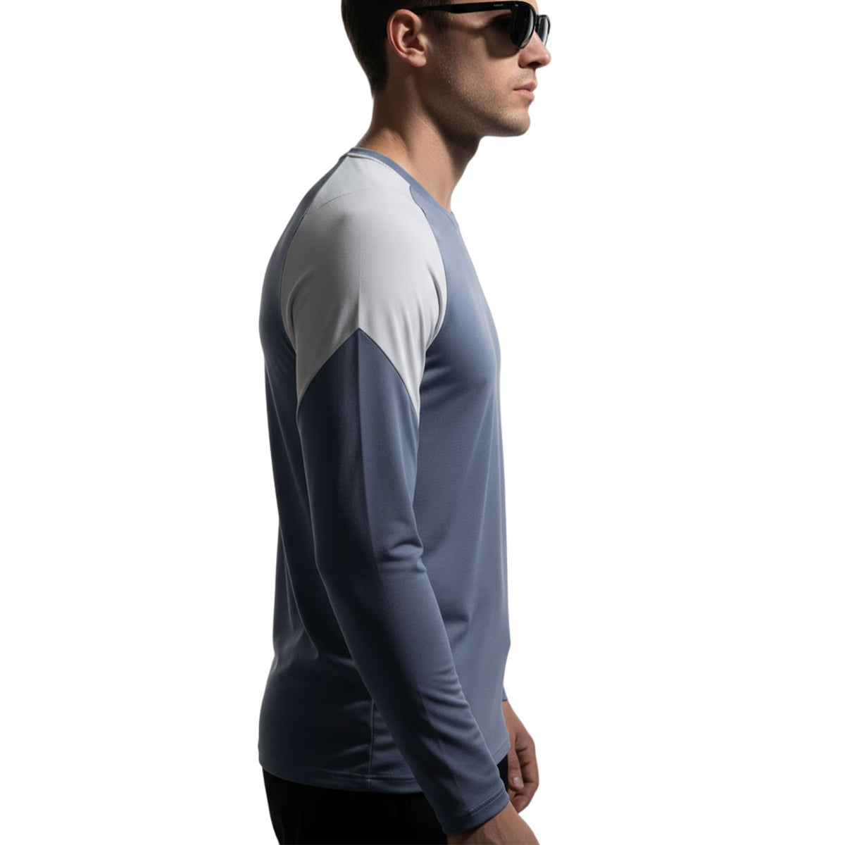 Quick Dry Colorblock Sports T Shirt for Men Crew Neck Full Sleeves
