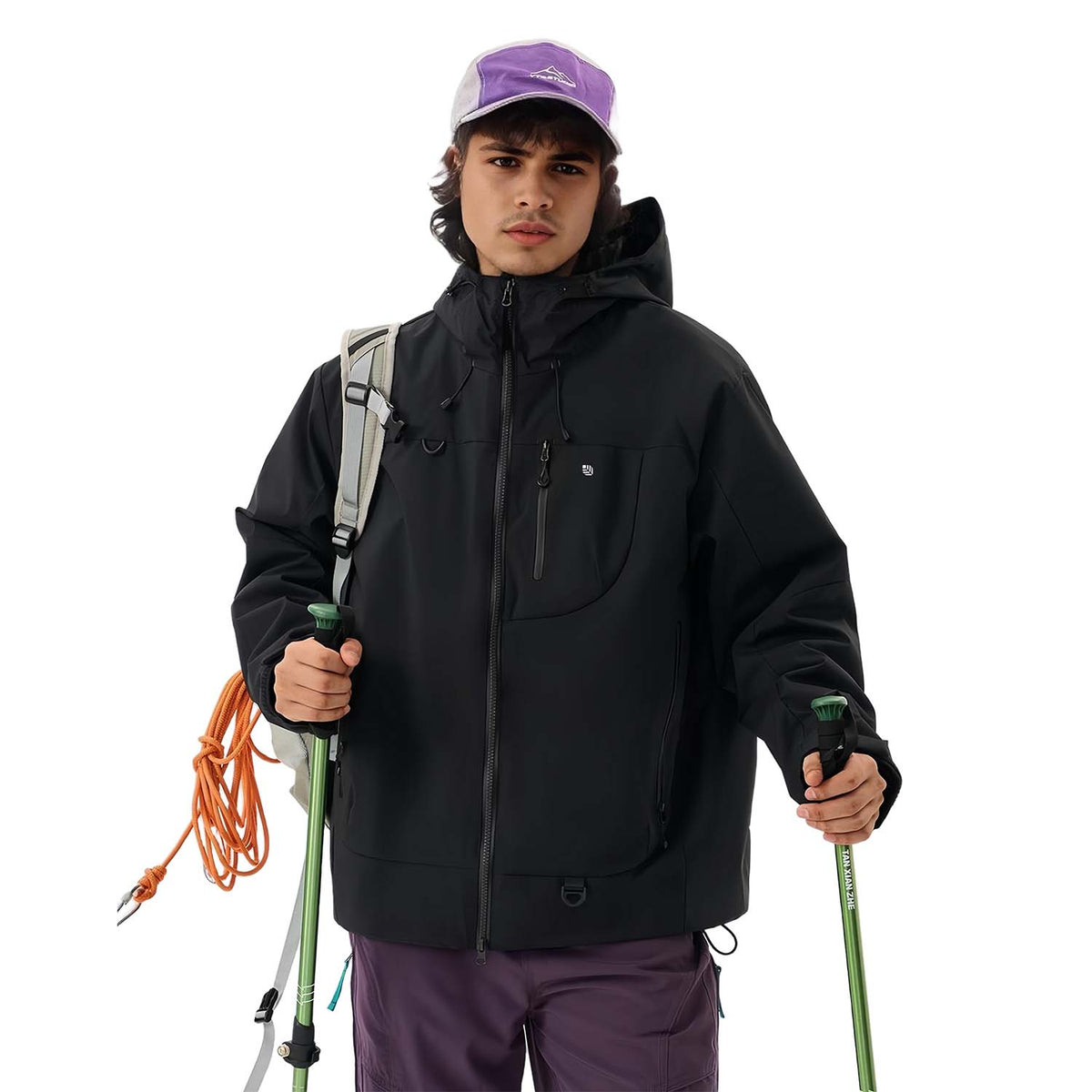 VERA-Venzina Mens Color Block Windcheater Jacket for Bikers Waterproof Single Layer Mens Waterproof Jacket with Hood
