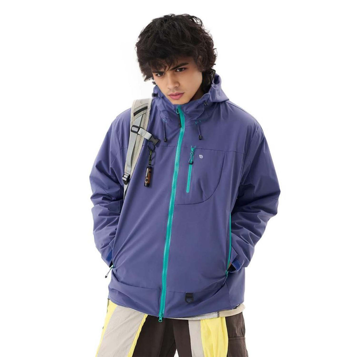 VERA-Venzina Mens Color Block Windcheater Jacket for Bikers Waterproof Single Layer Mens Waterproof Jacket with Hood