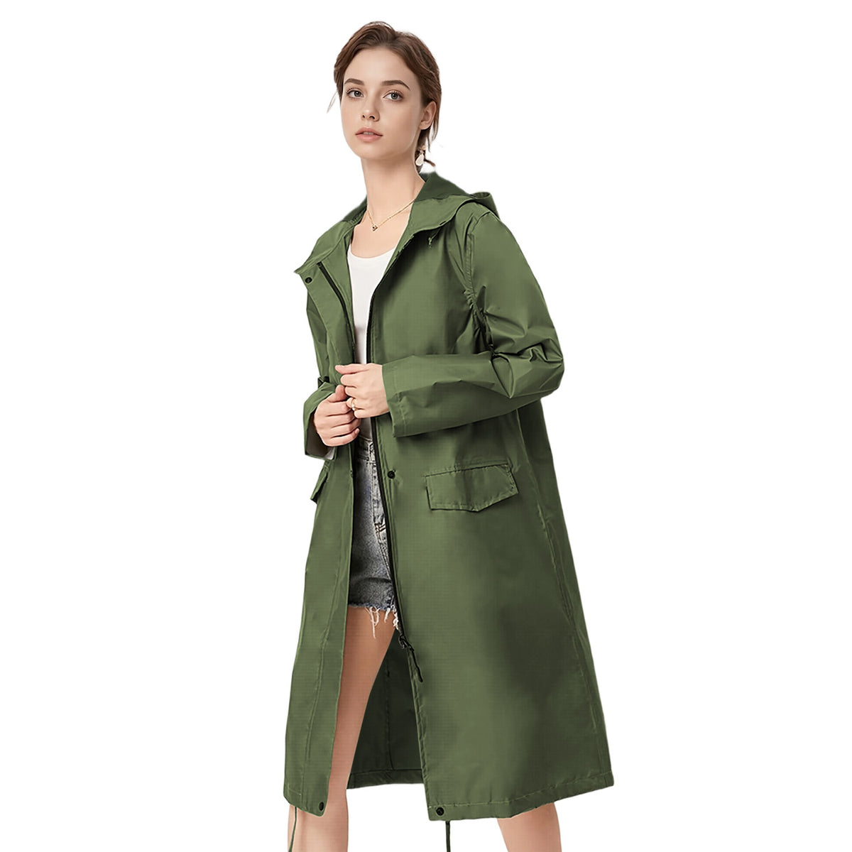 Women's Raincoat – Lightweight Waterproof Coat with Storage Bag