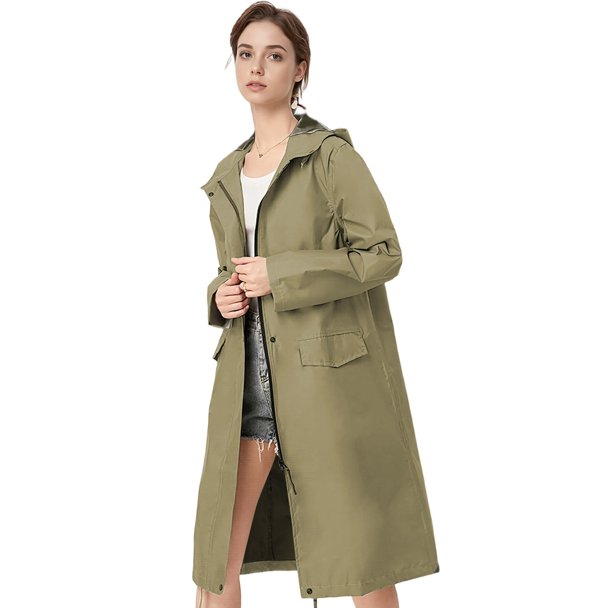 Women's Raincoat – Lightweight Waterproof Coat with Storage Bag