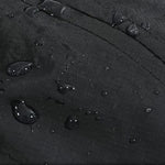 Venzina Water Repellent Cap fabric close-up showing water droplets on black lightweight material